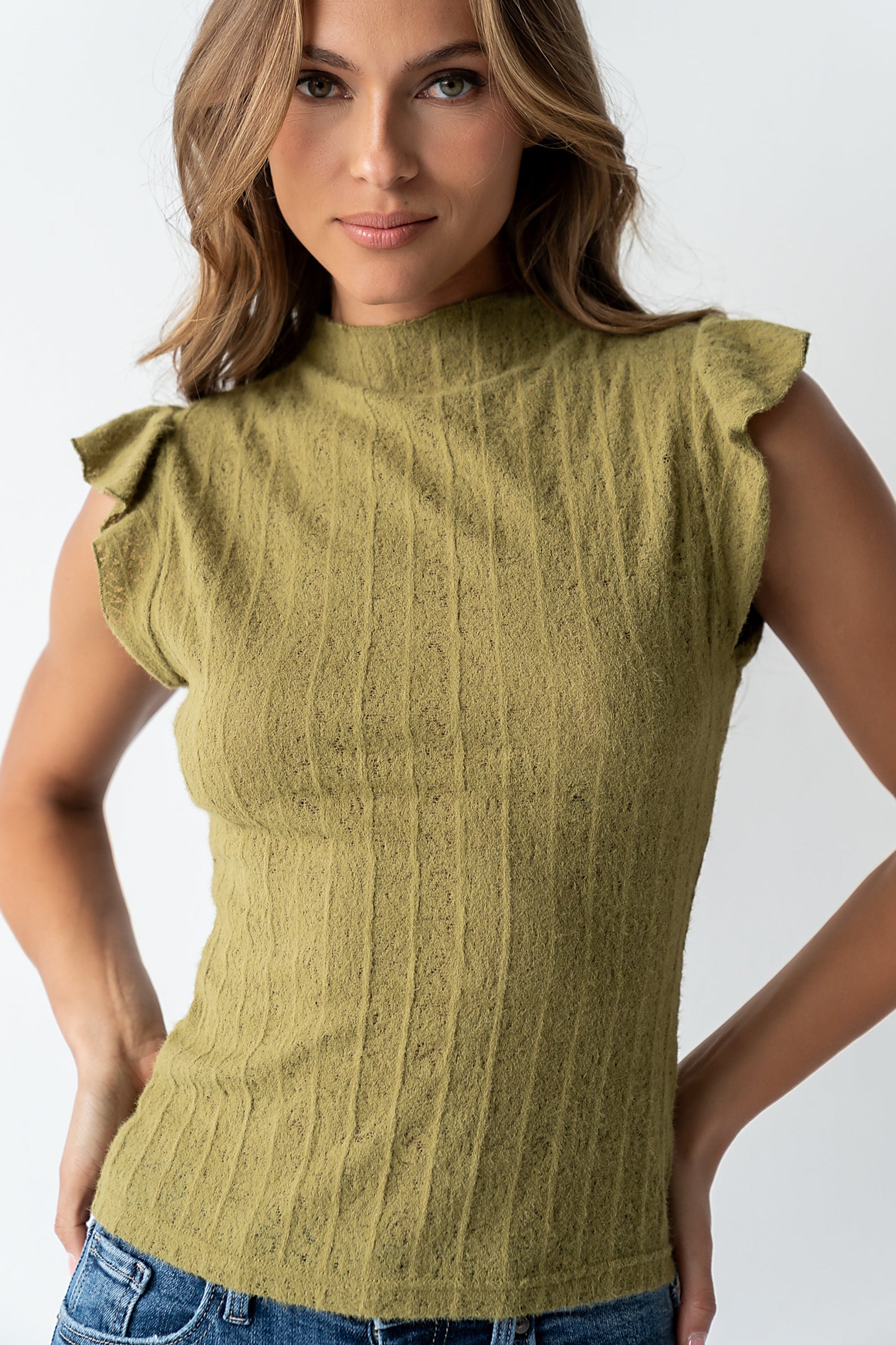 Lue Sheer Top in Olive