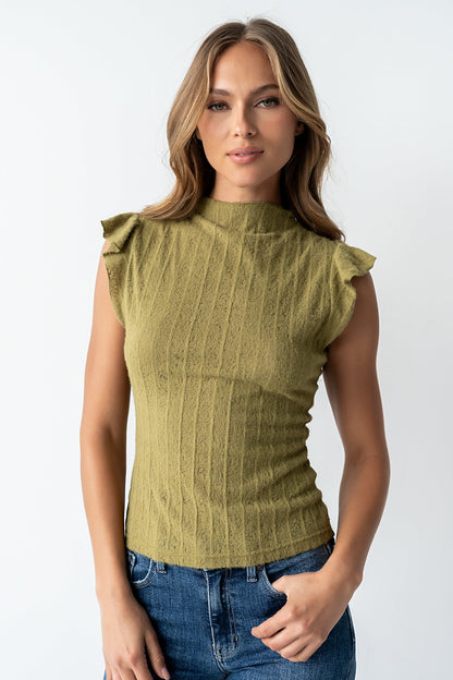Lue Sheer Top in Olive
