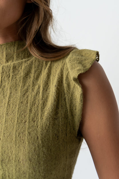 Lue Sheer Top in Olive