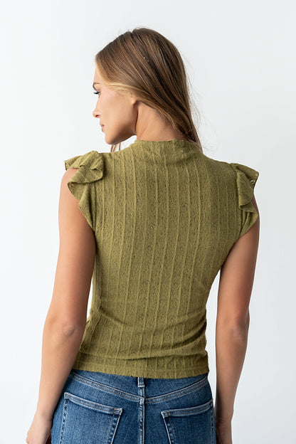 Lue Sheer Top in Olive