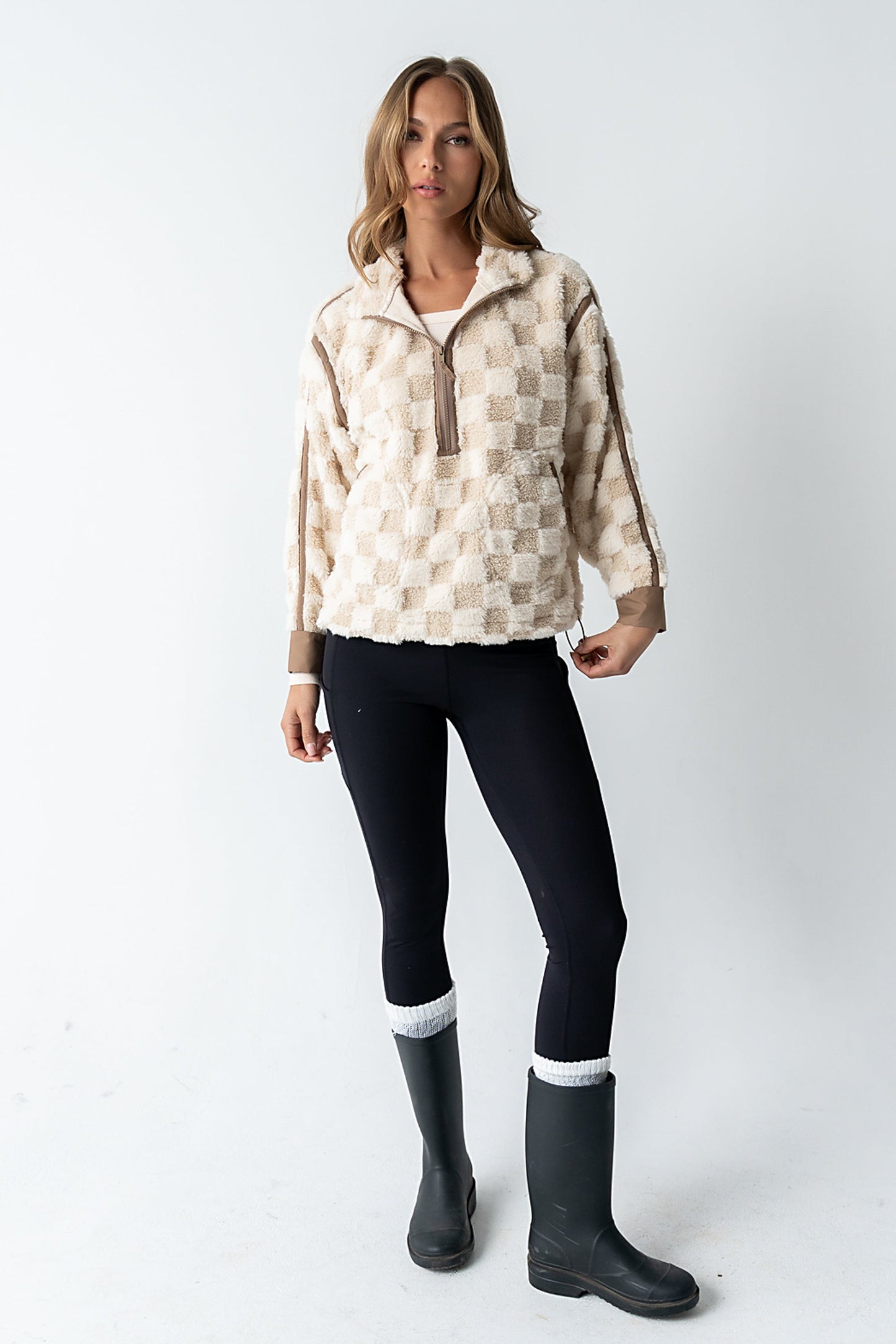 Sheri Checkered Half Zip - FINAL SALE