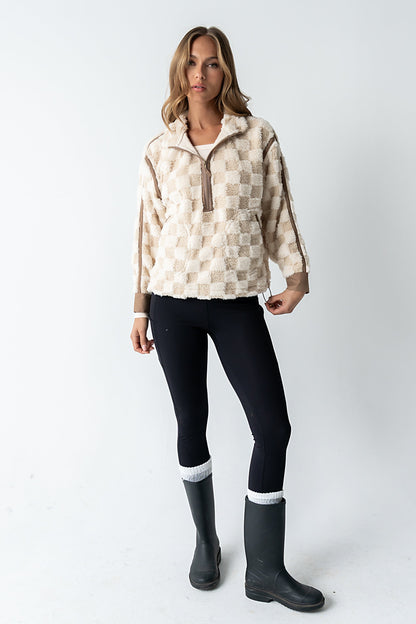 Sheri Checkered Half Zip - FINAL SALE
