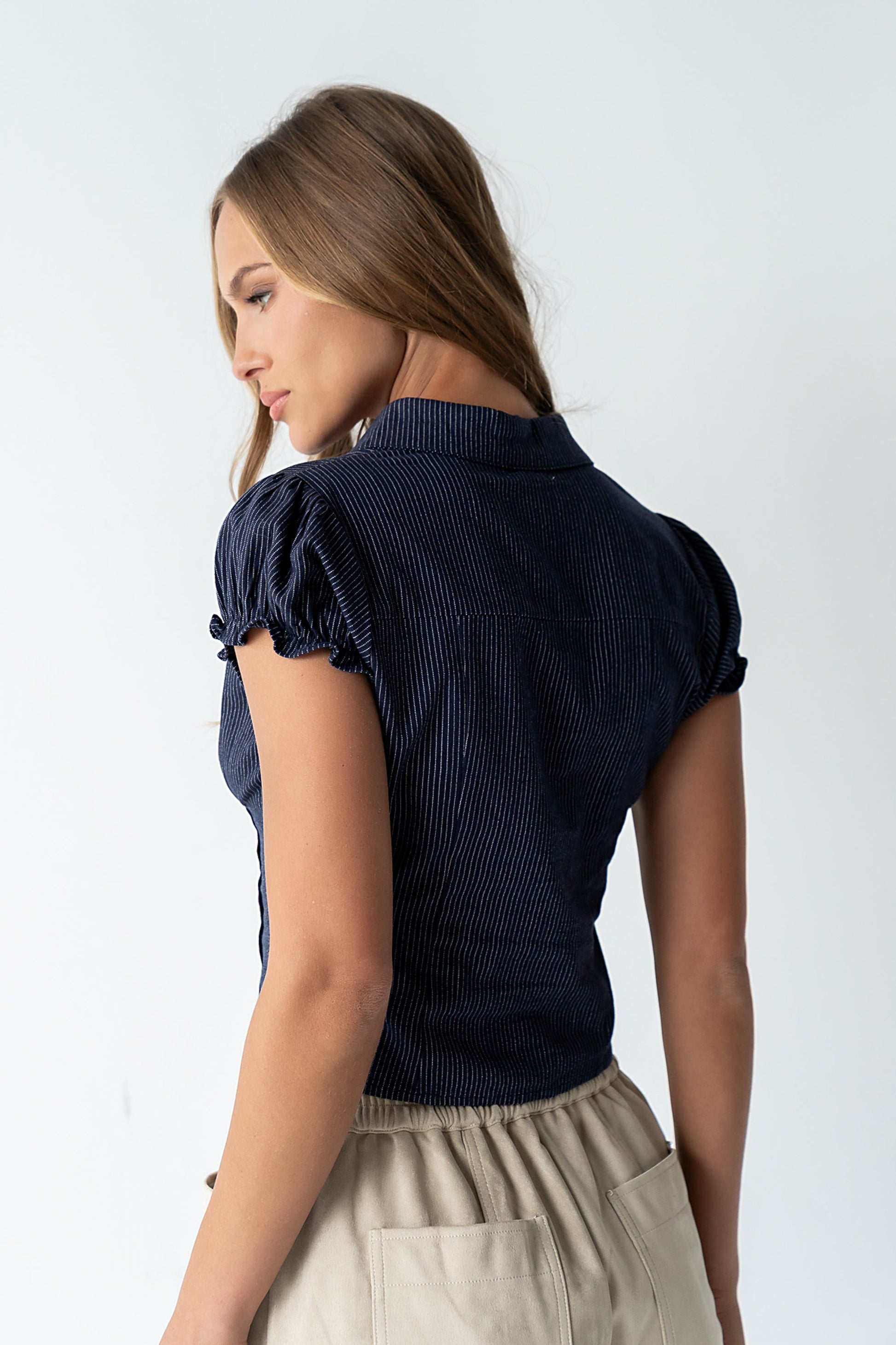 Lacie Striped Blouse in Navy