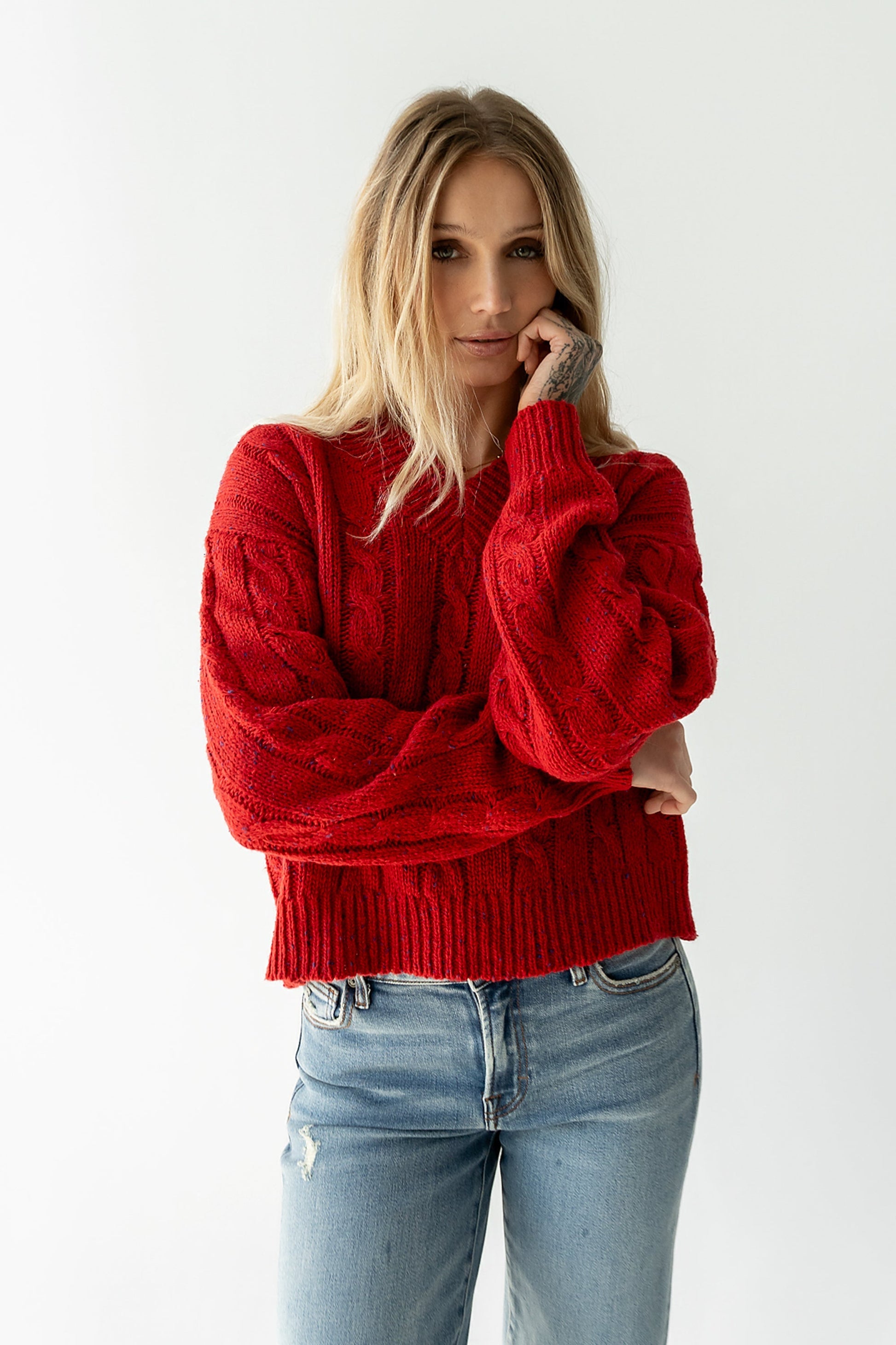 Maxine Speckled Sweater in Red