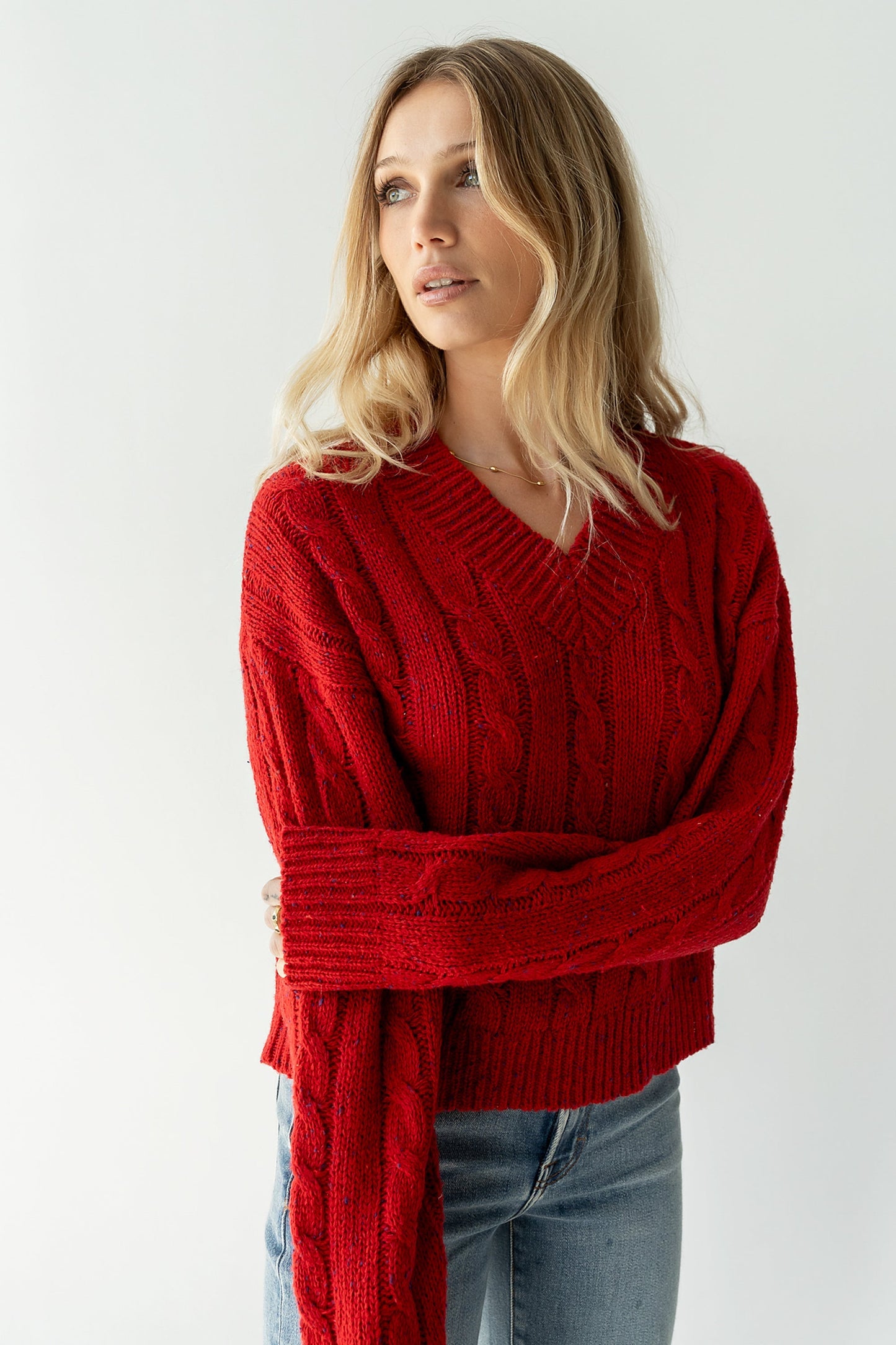 Maxine Speckled Sweater in Red