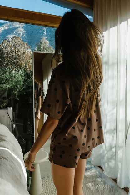 James Polka Dot Shorts in Brown - FINAL SALE