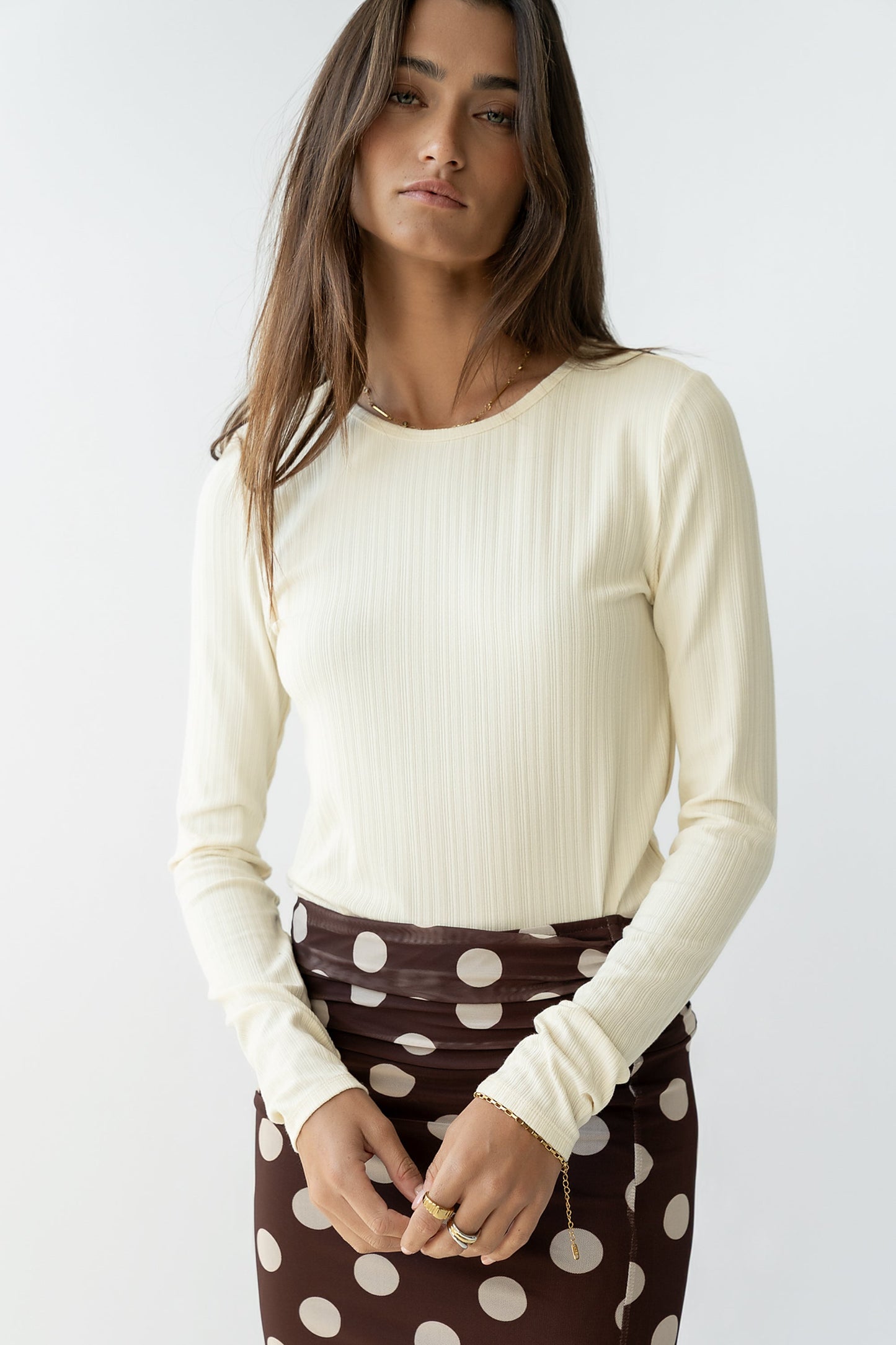 Marceline Textured Top in Cream