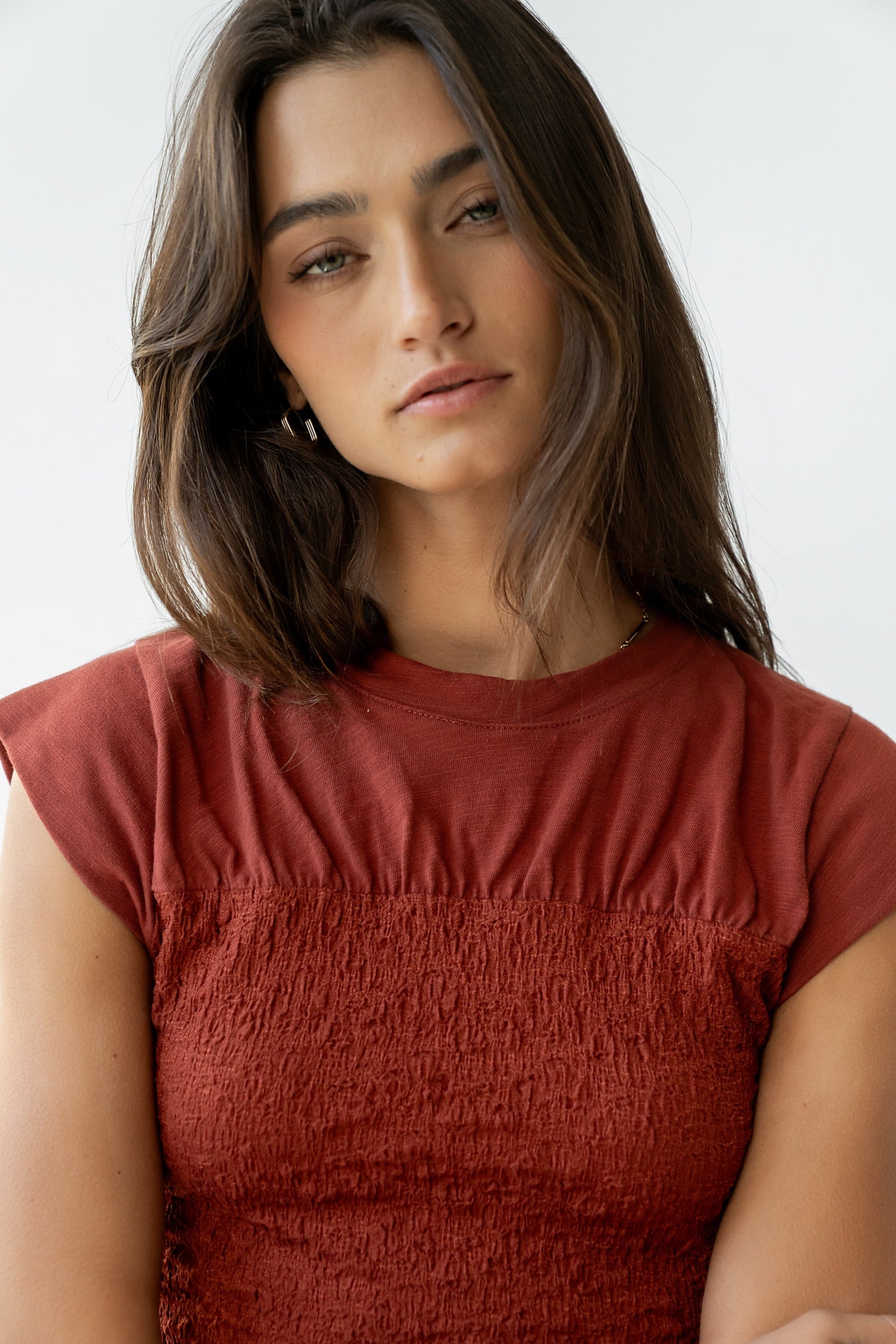 Josey Smocked Top in Brick