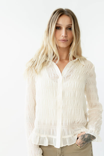 Nicola Sheer Blouse in Cream