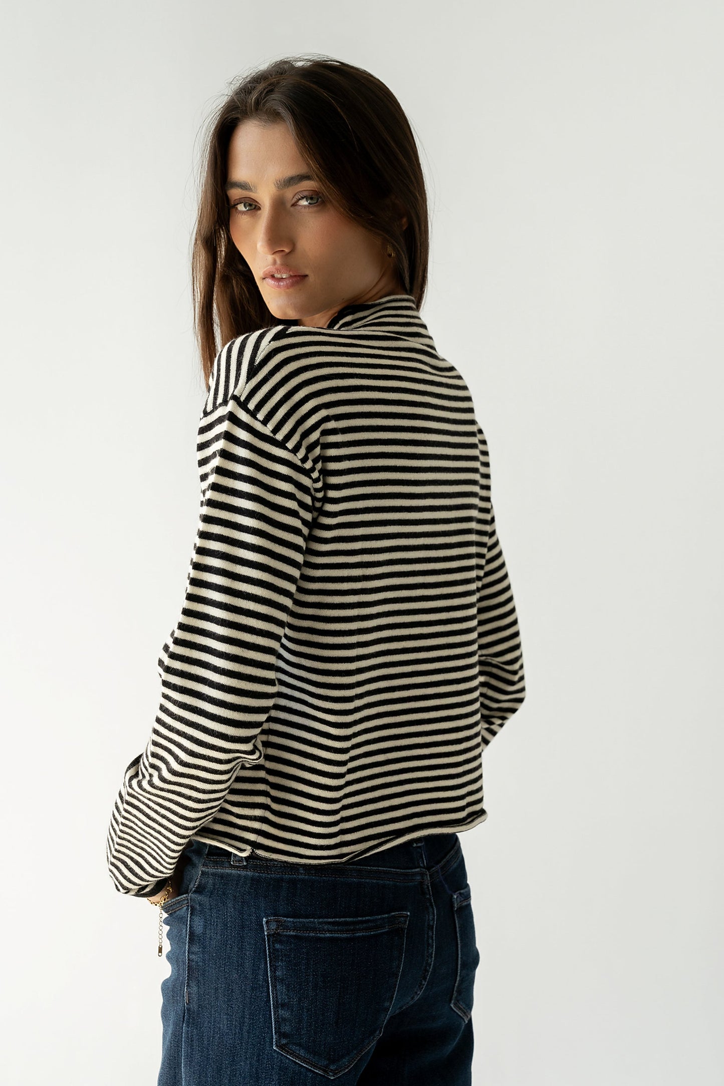 Julianne Striped Cardigan in Black