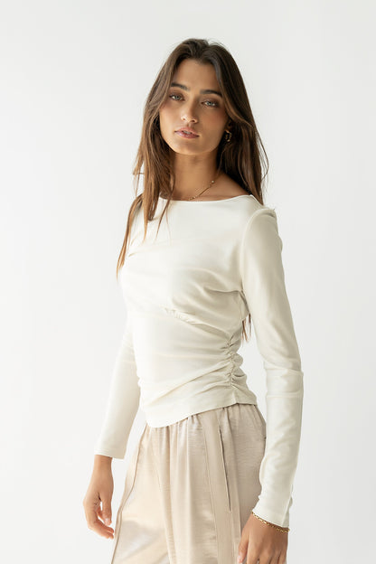 Selena Ruched Top in Bone