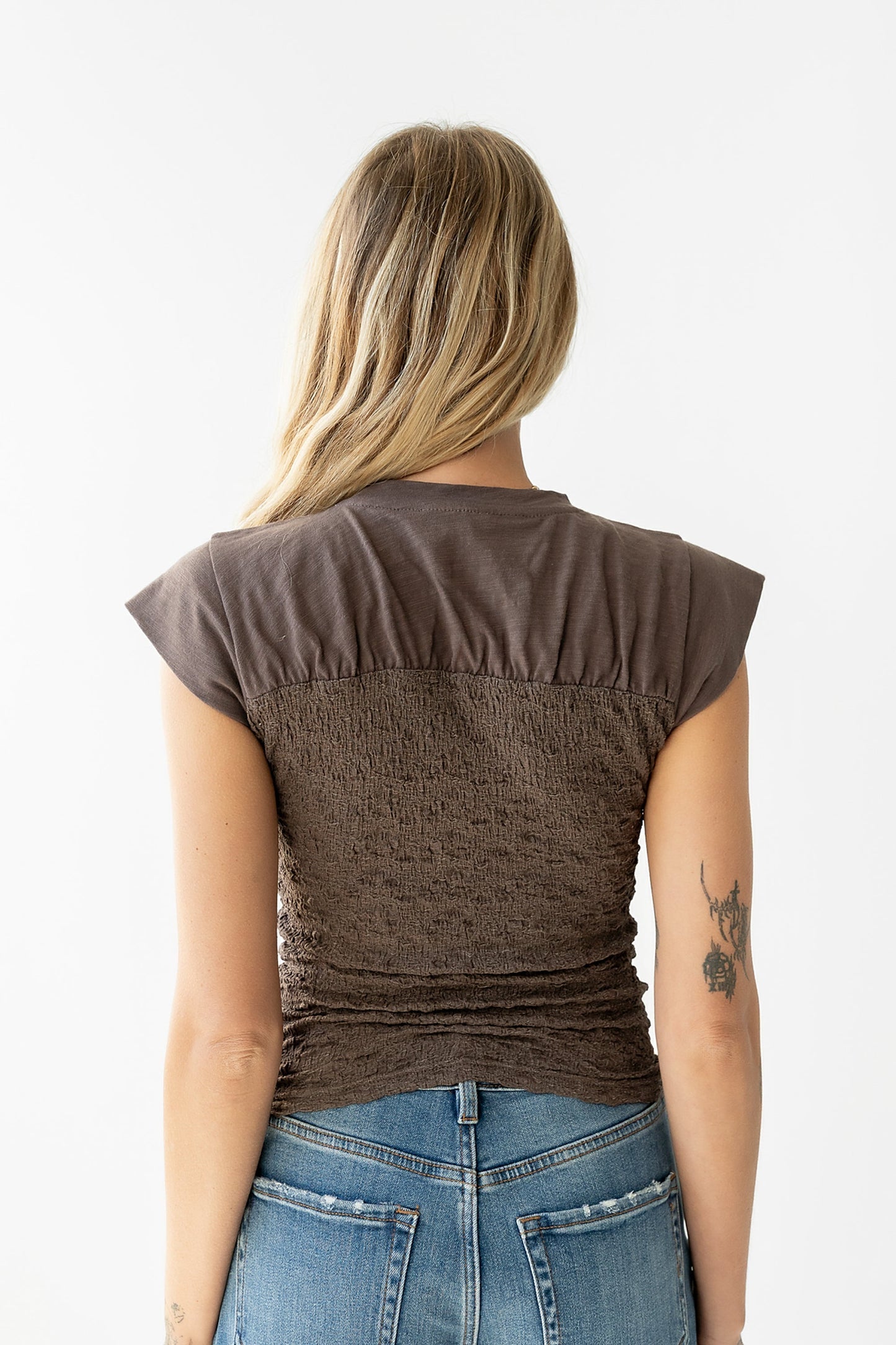 Josey Smocked Top in Charcoal