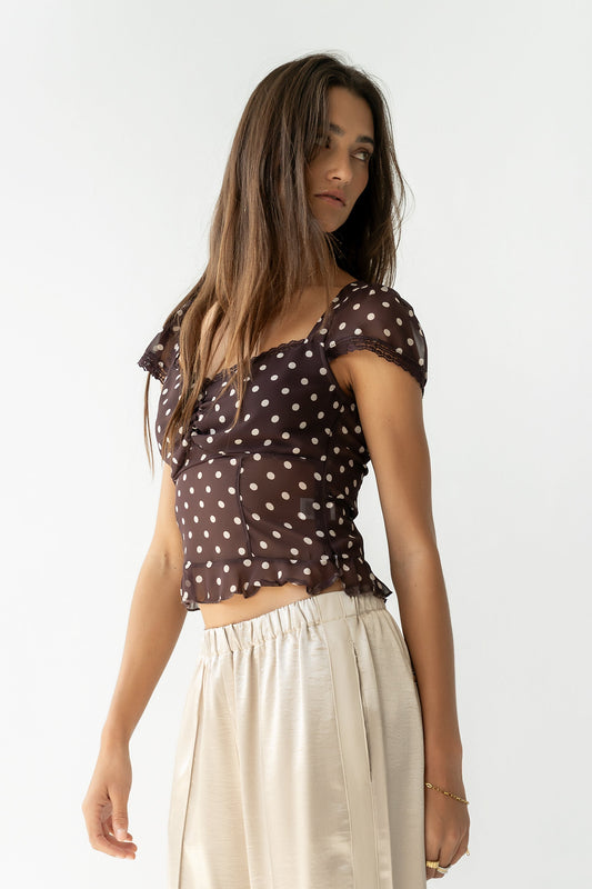 Liam Sheer Polka Dot Top - FINAL SALE