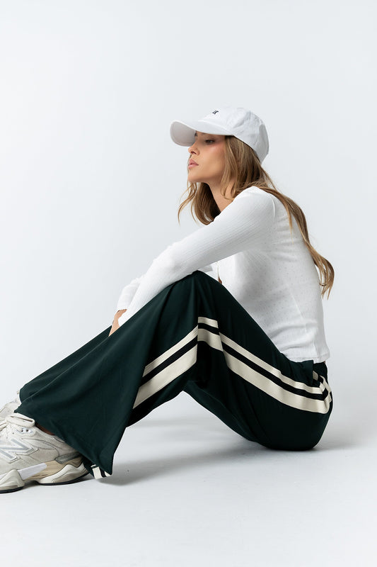 Avery Striped Pants in Green - FINAL SALE