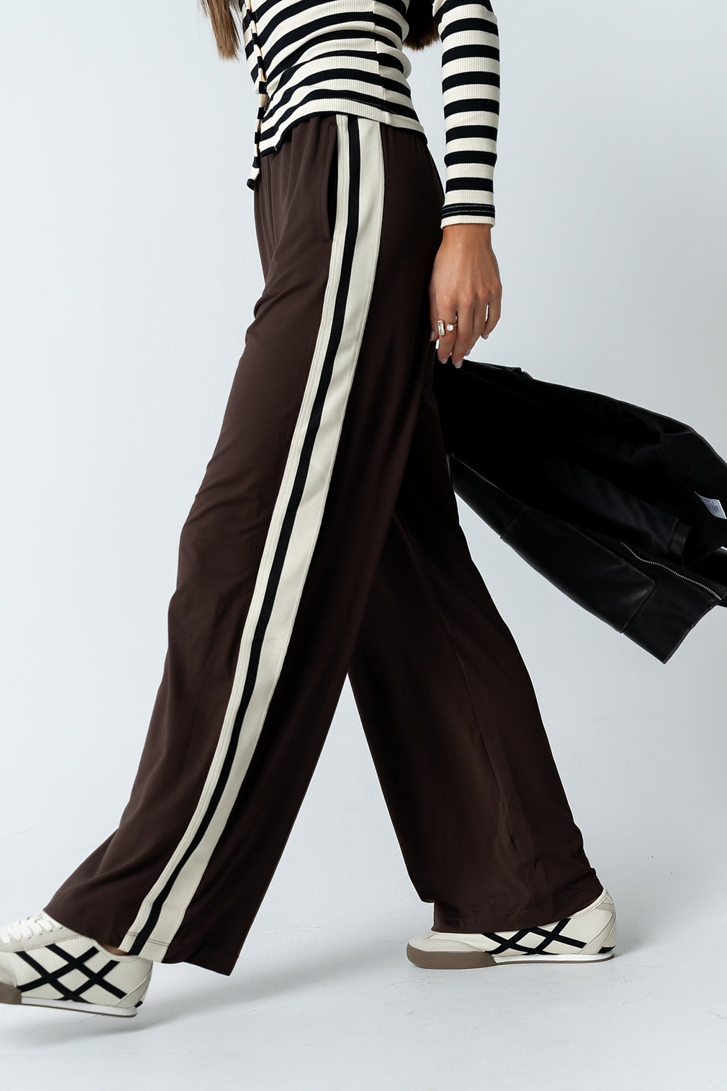 Avery Striped Pants in Brown - FINAL SALE