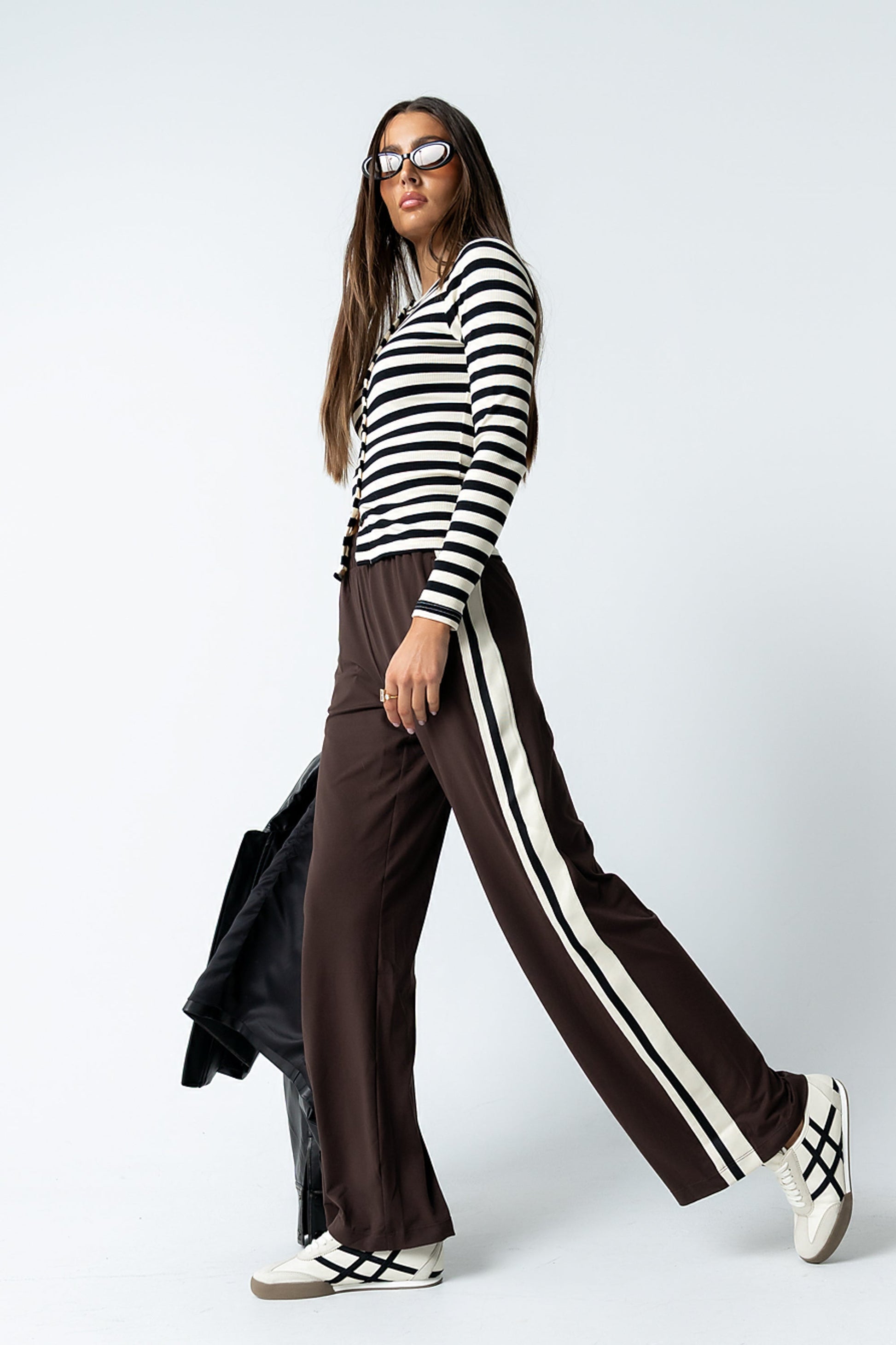 Avery Striped Pants in Brown - FINAL SALE