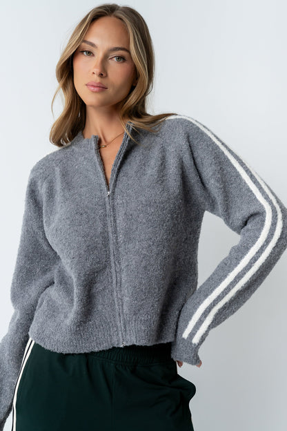 Joshua Striped Jacket in Heather Grey
