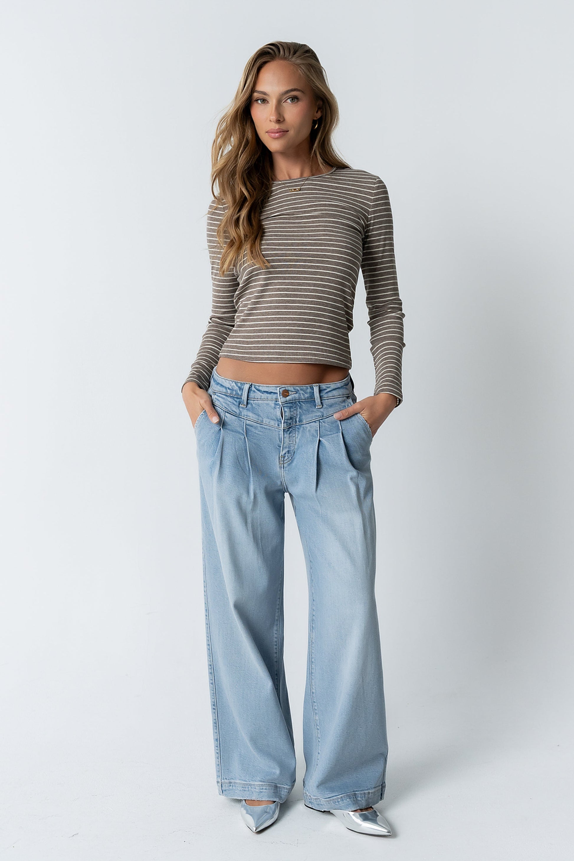 Indiana Striped Top in Beige