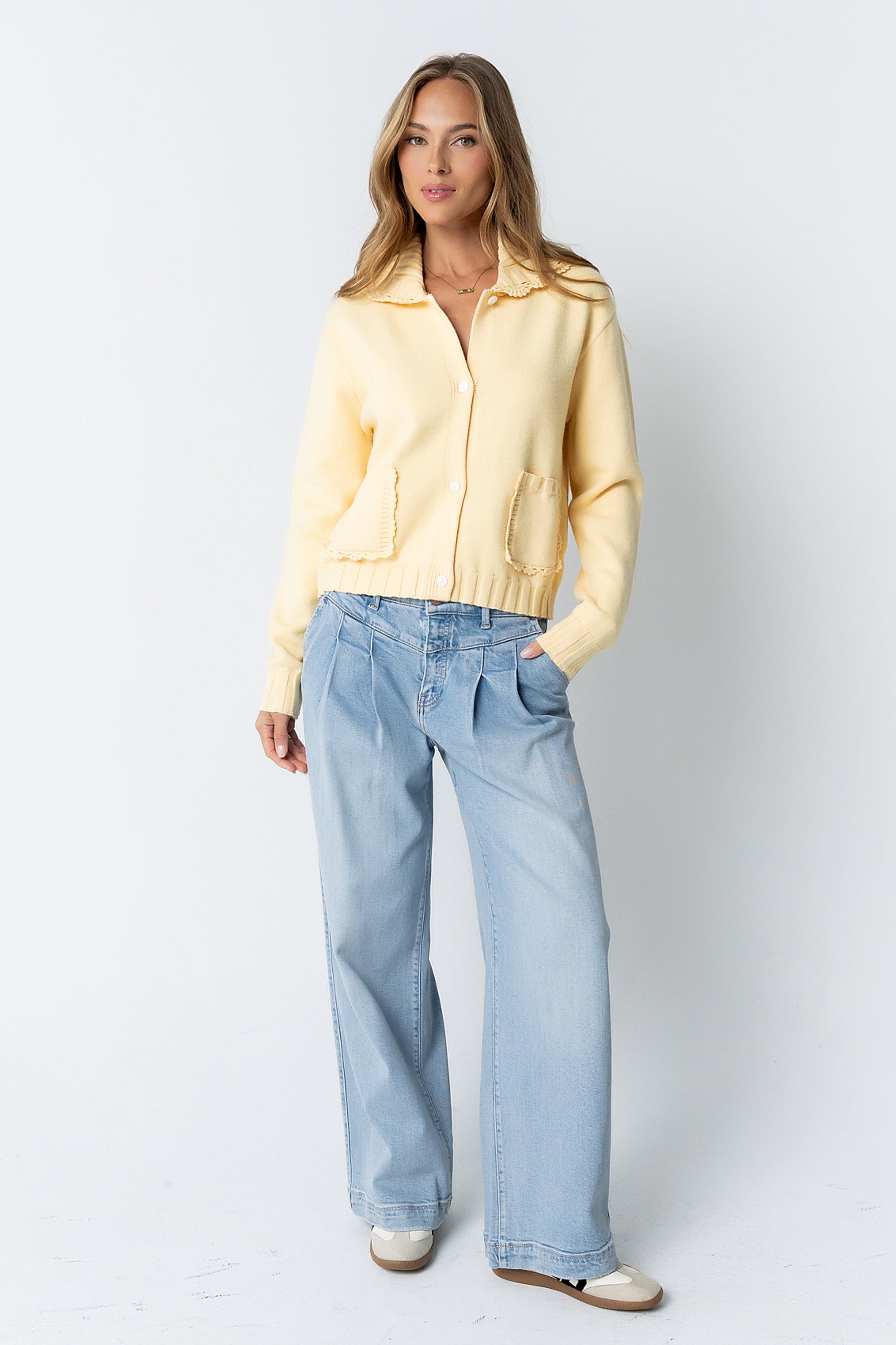 Tacie Knit Cardigan in Butter Yellow
