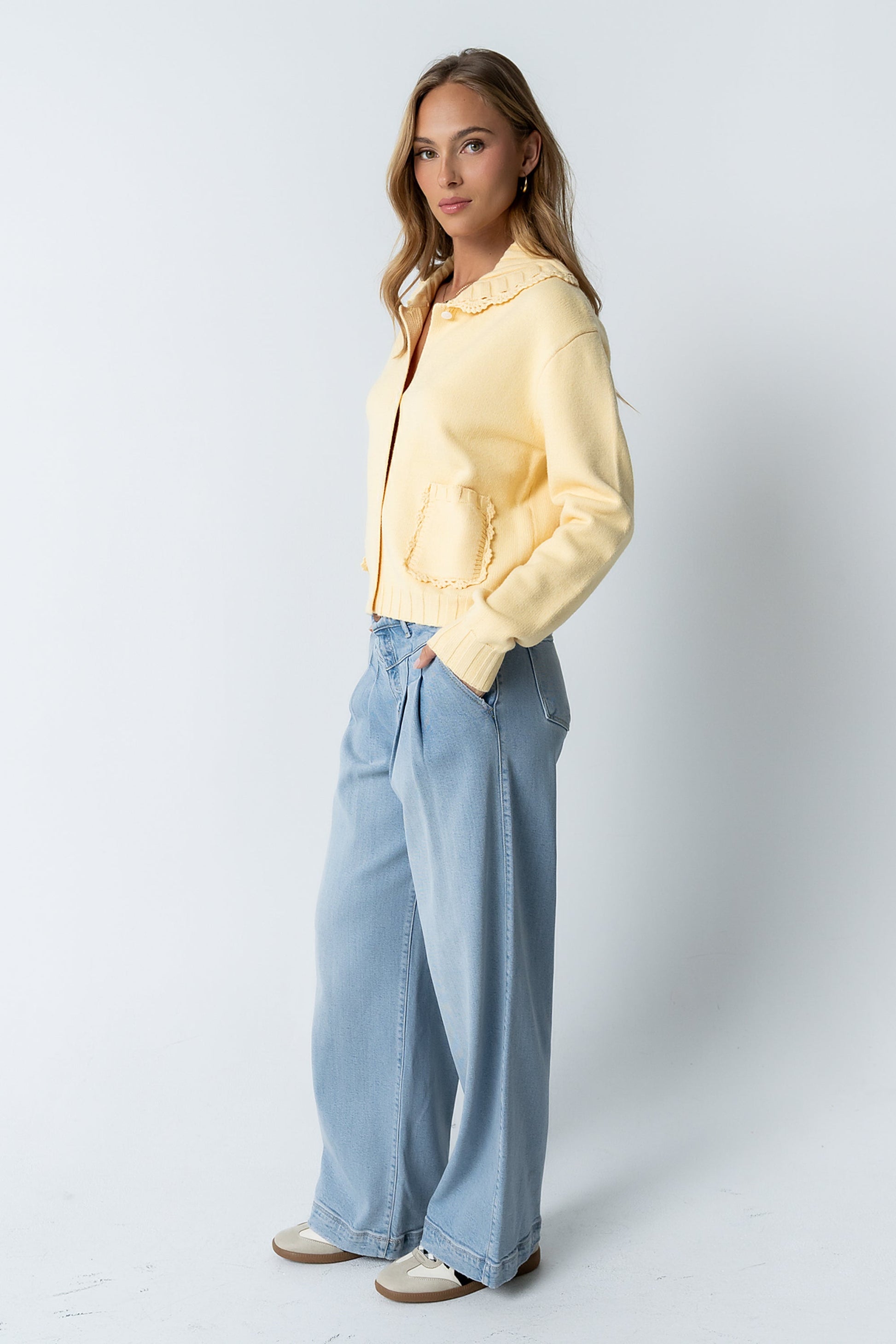 Tacie Knit Cardigan in Butter Yellow
