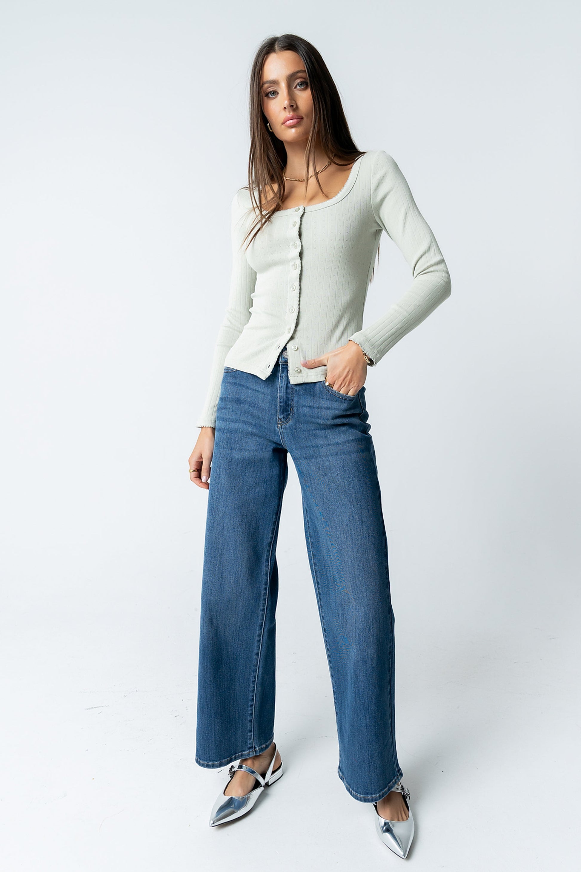 Pura Knit Top in Green