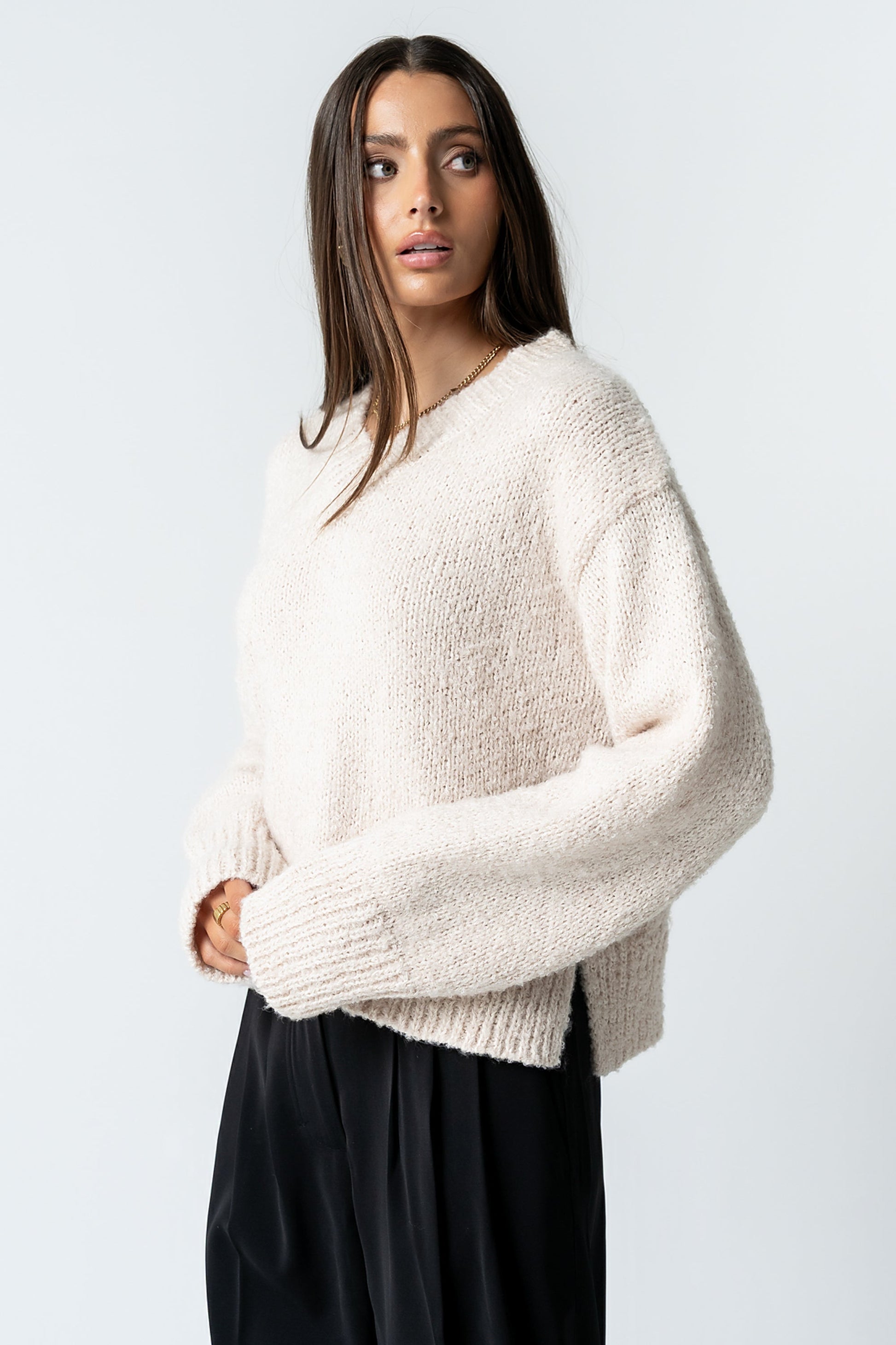 Junie Fuzzy Sweater in Cream