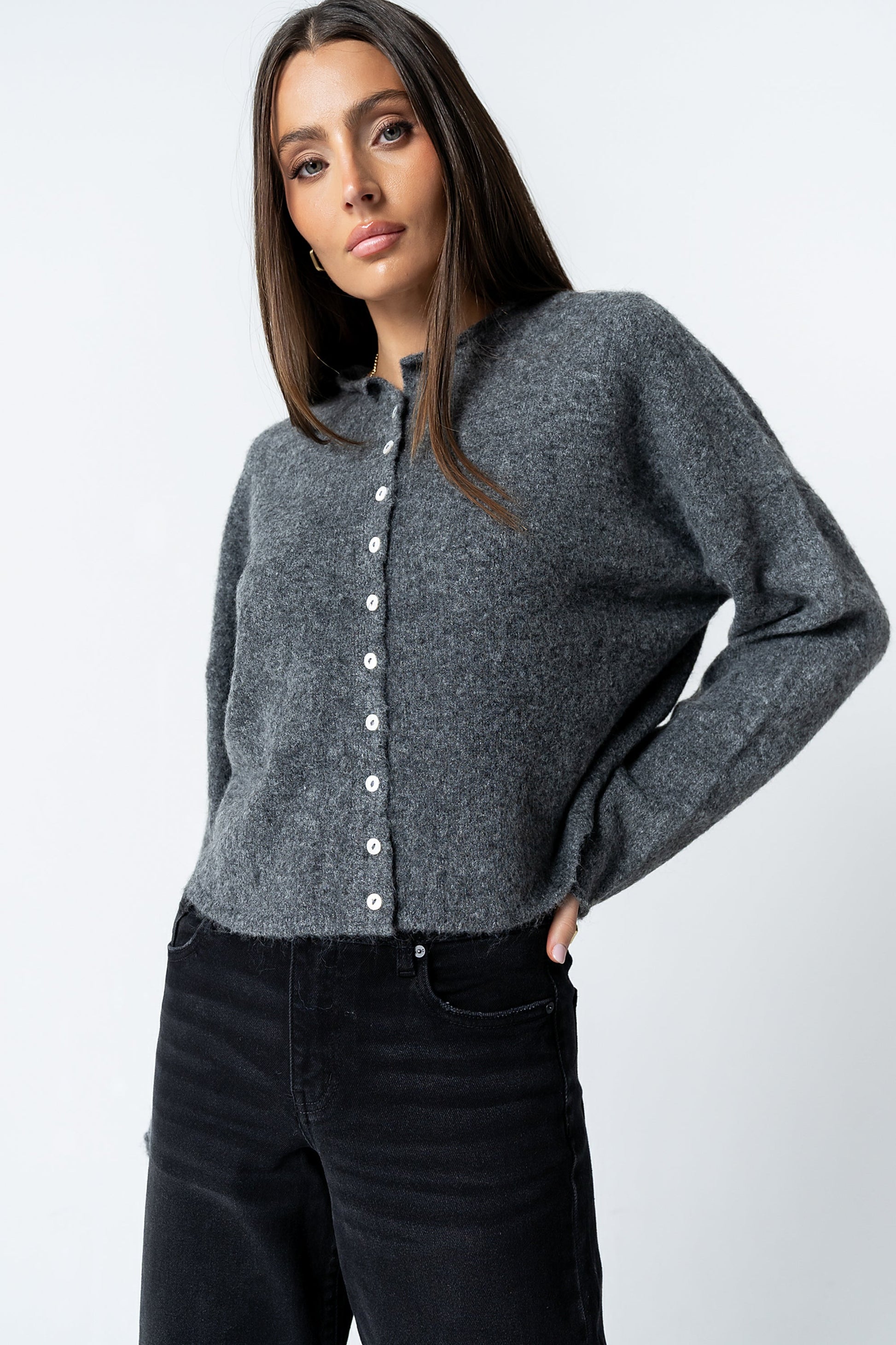 Maci Cardigan in Charcoal - FINAL SALE