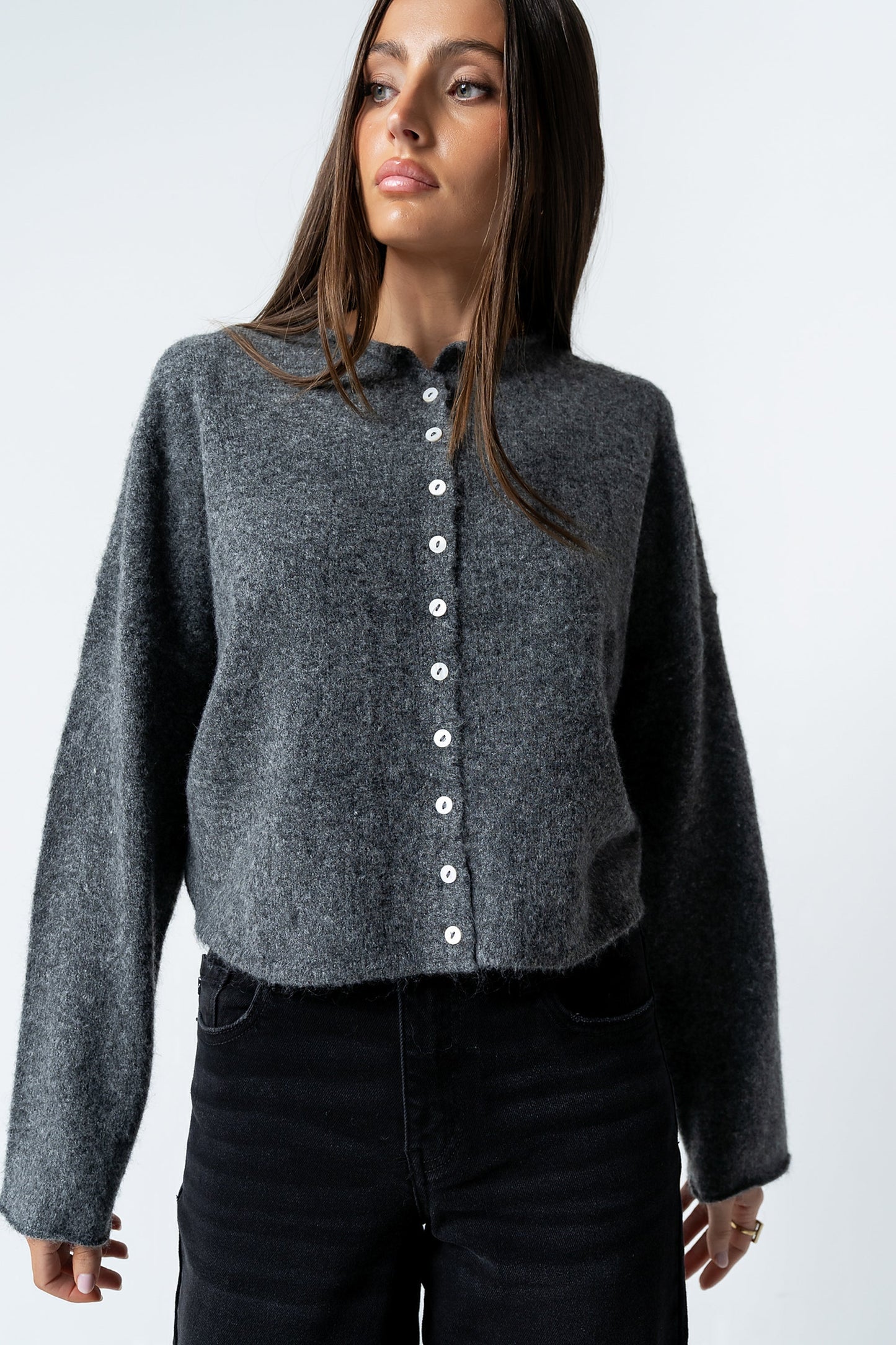 Maci Cardigan in Charcoal - FINAL SALE