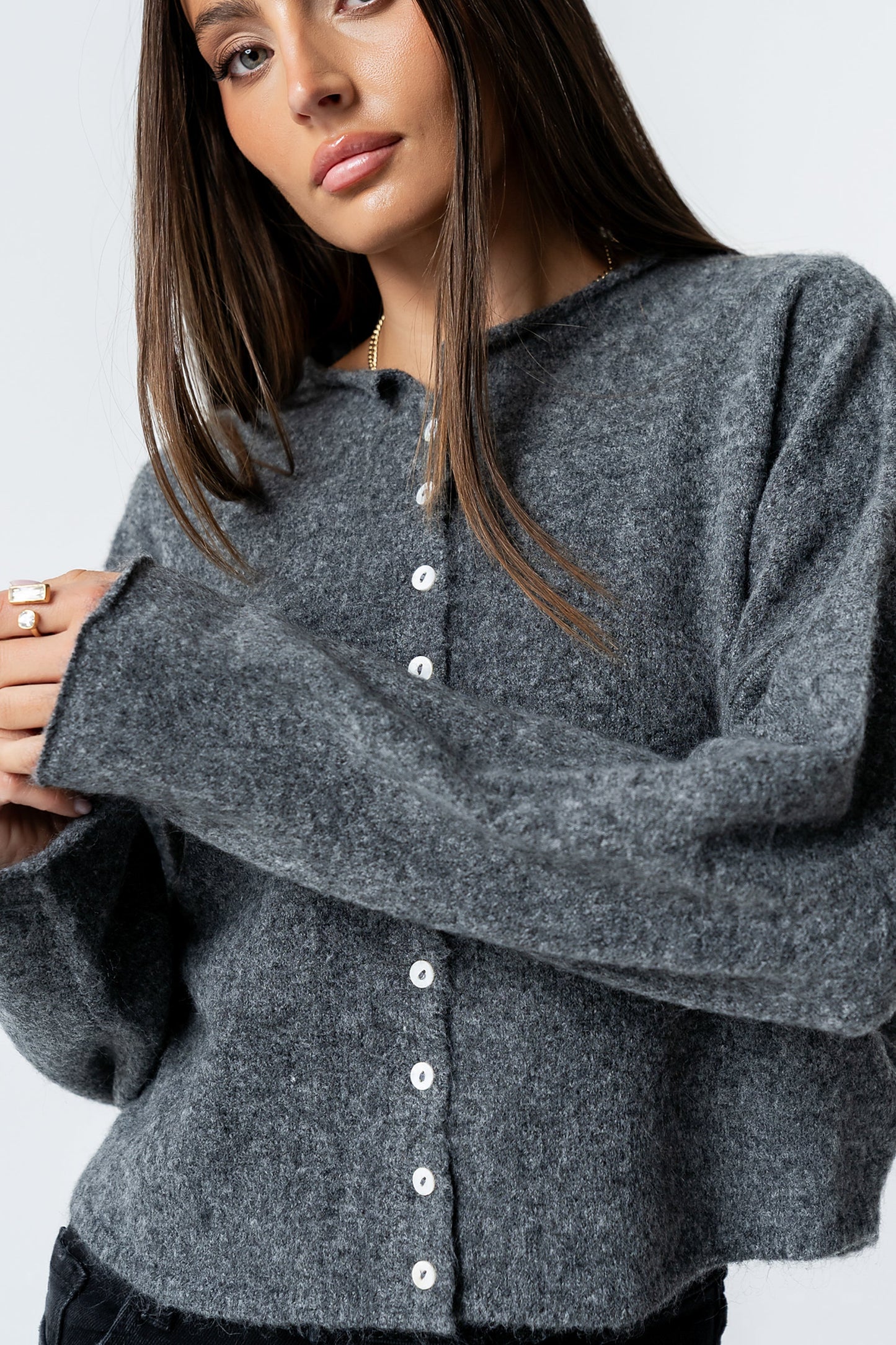 Maci Cardigan in Charcoal - FINAL SALE