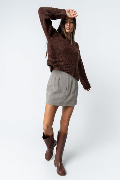 Junie Fuzzy Sweater in Brown