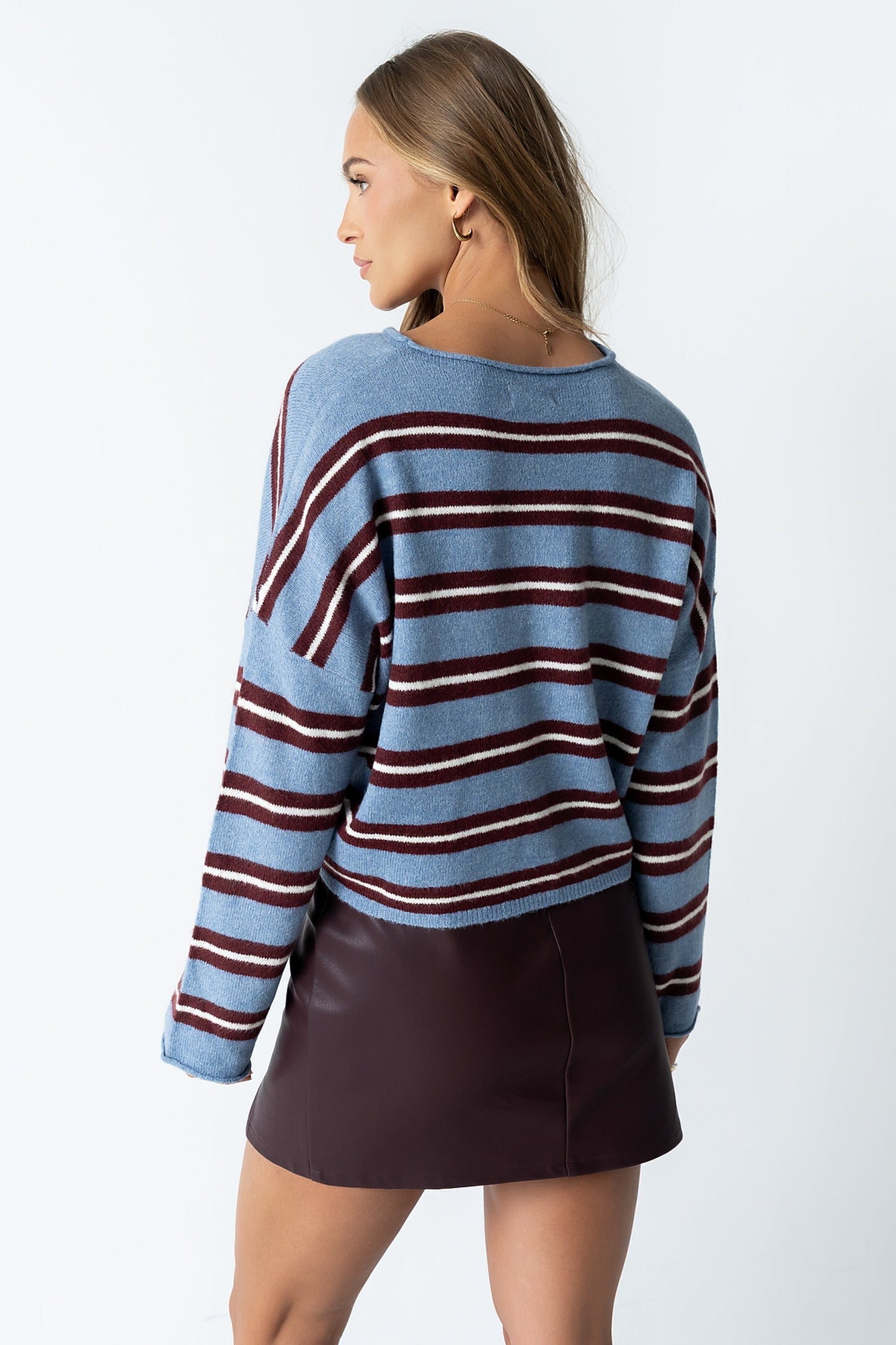 Mariah Striped Cardigan in Navy