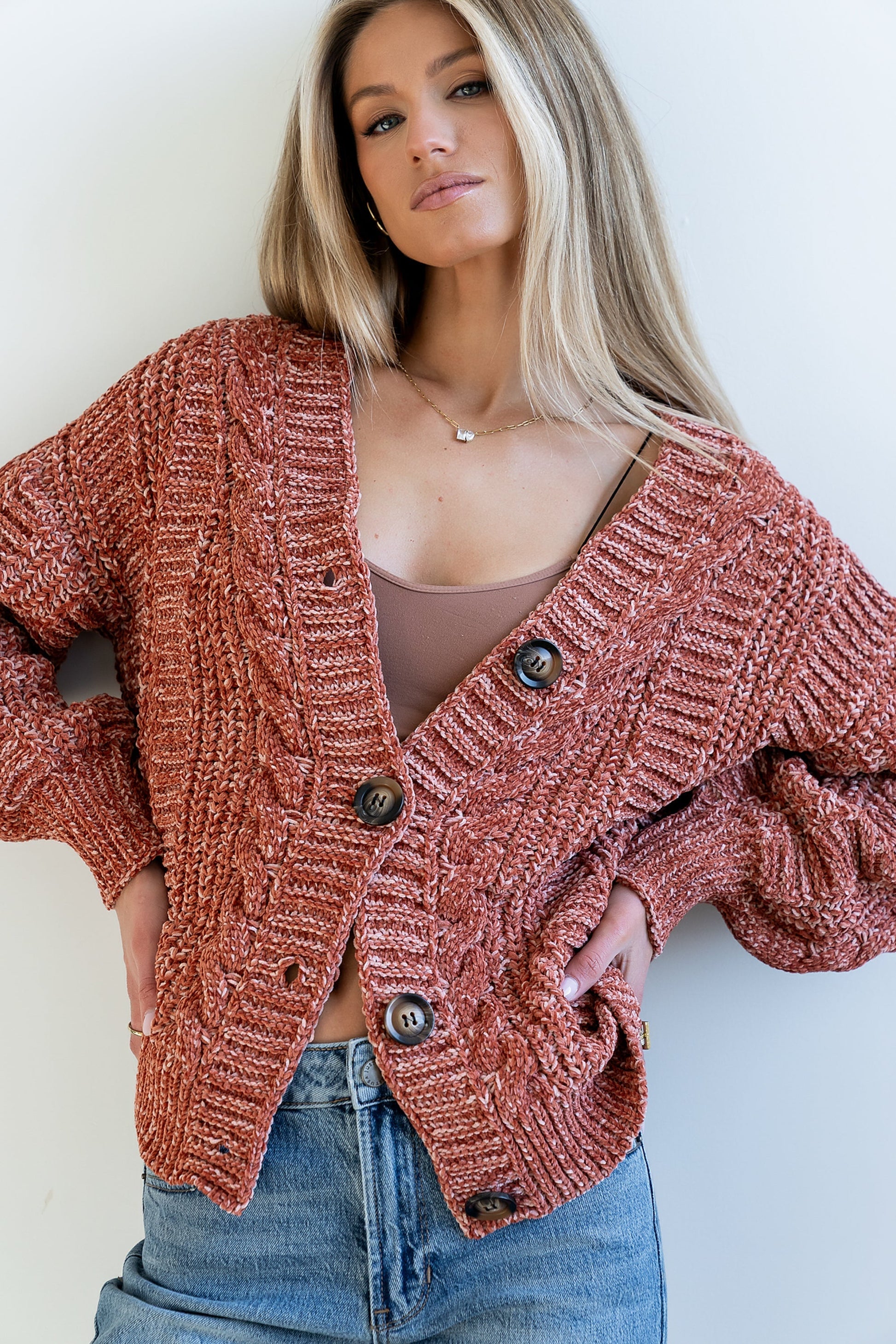 Brett Oversized Cardigan in Brick