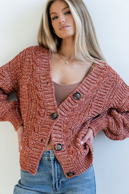 Brett Oversized Cardigan in Brick