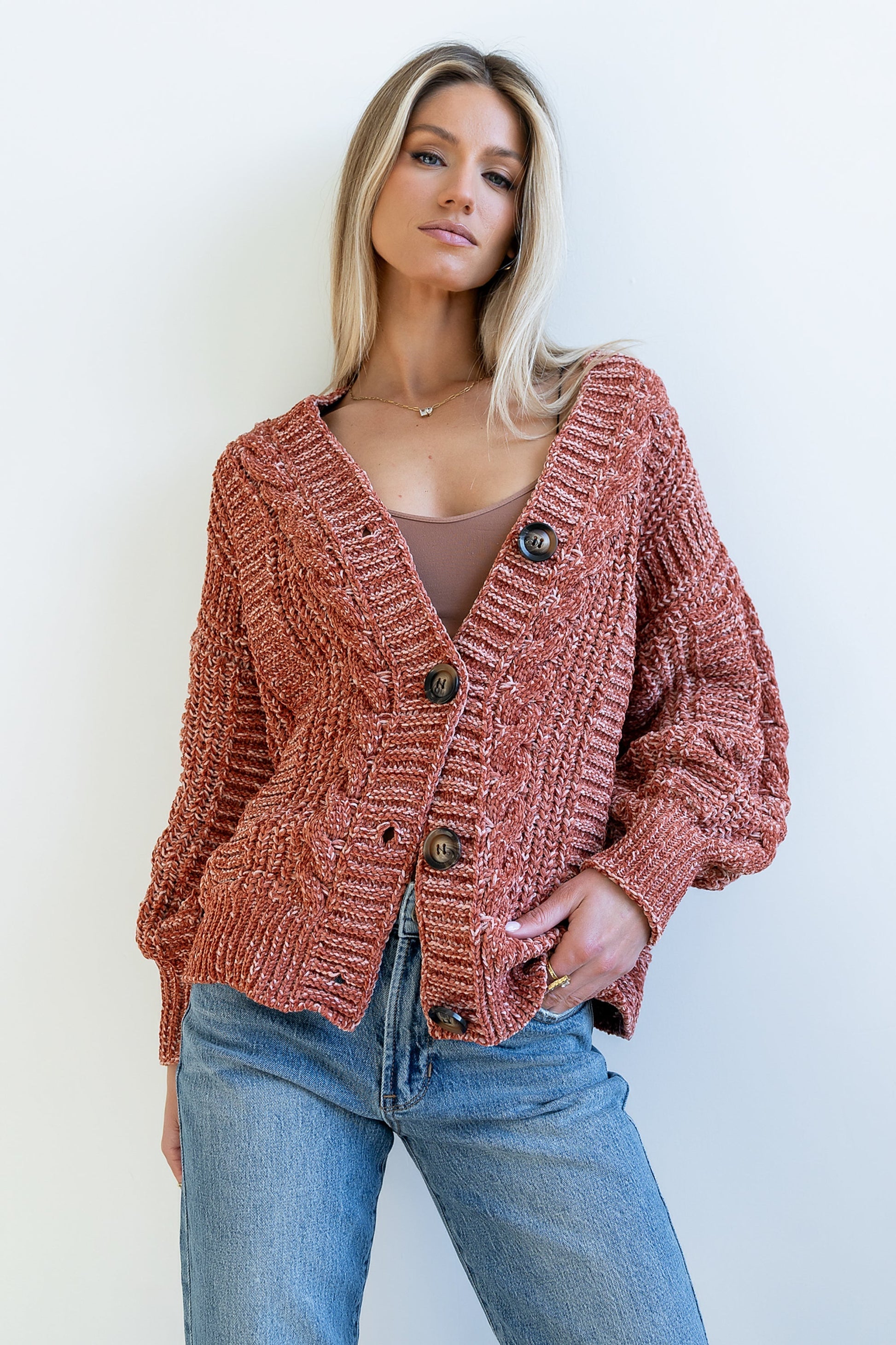 Brett Oversized Cardigan in Brick