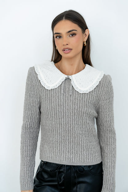 Bobbi Collared Sweater in Grey