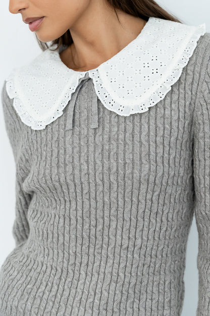 Bobbi Collared Sweater in Grey