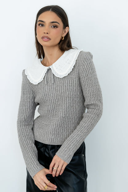 Bobbi Collared Sweater in Grey