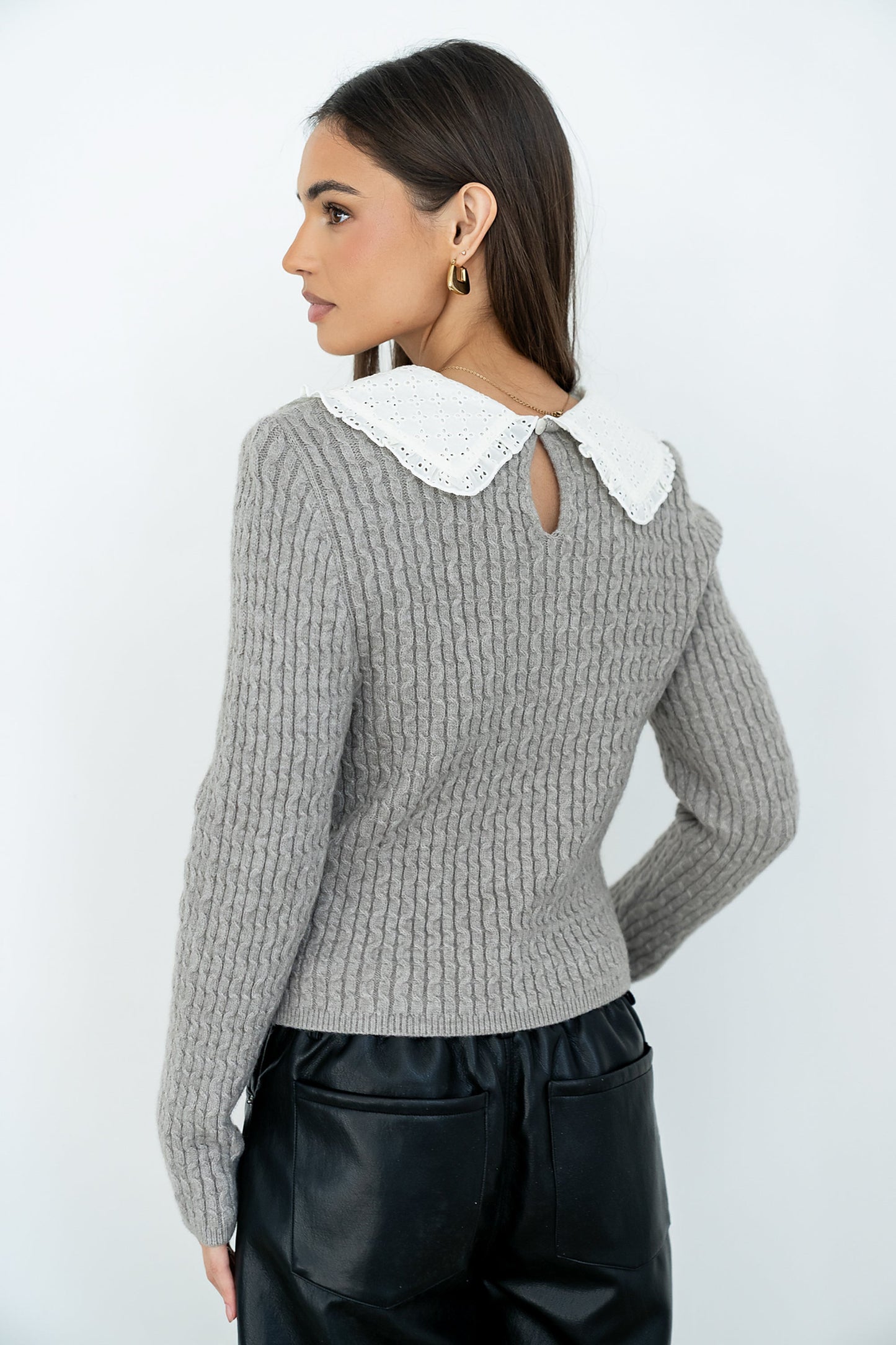 Bobbi Collared Sweater in Grey
