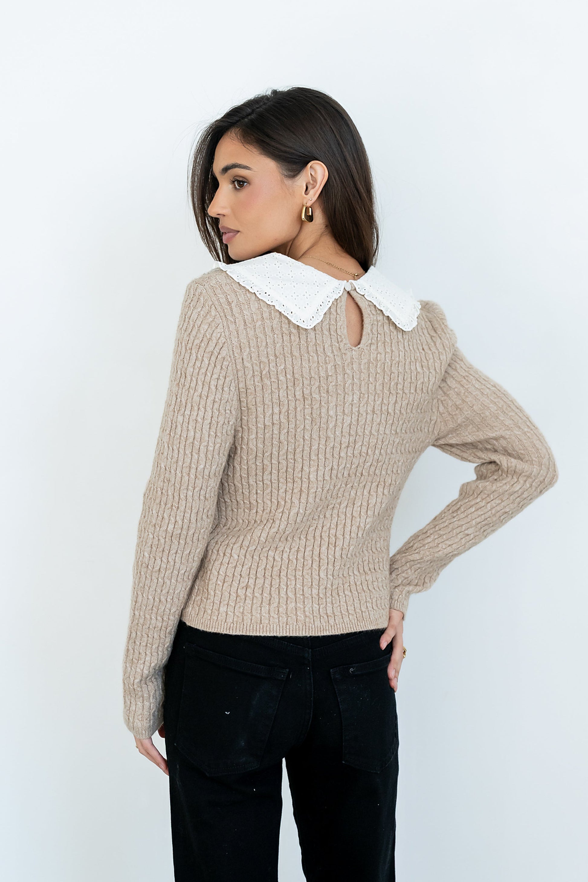 Bobbi Collared Sweater in Mocha