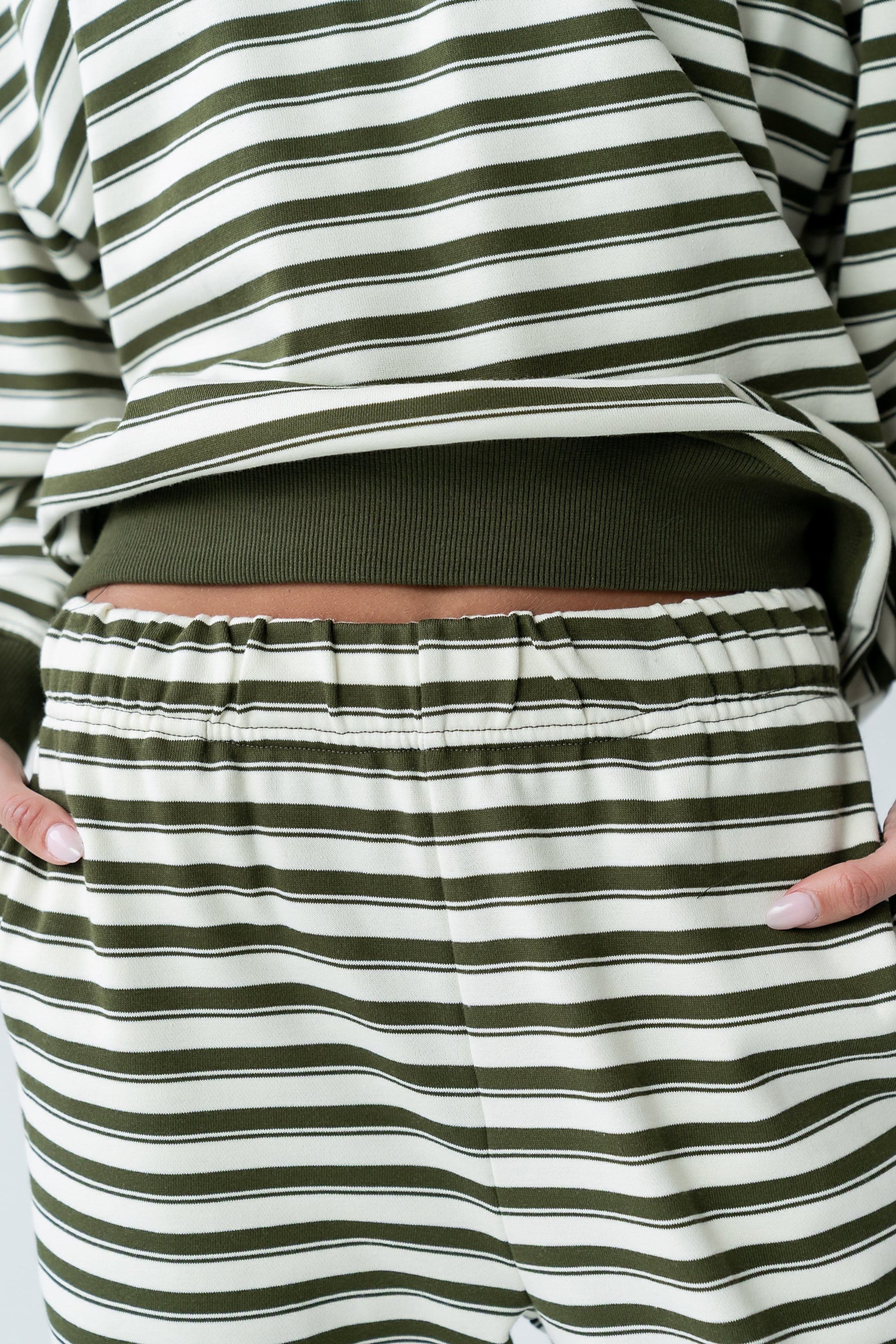 Taya Striped Wide Leg Pants in Olive - FINAL SALE