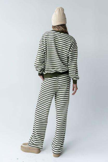 Taya Striped Wide Leg Pants in Olive - FINAL SALE