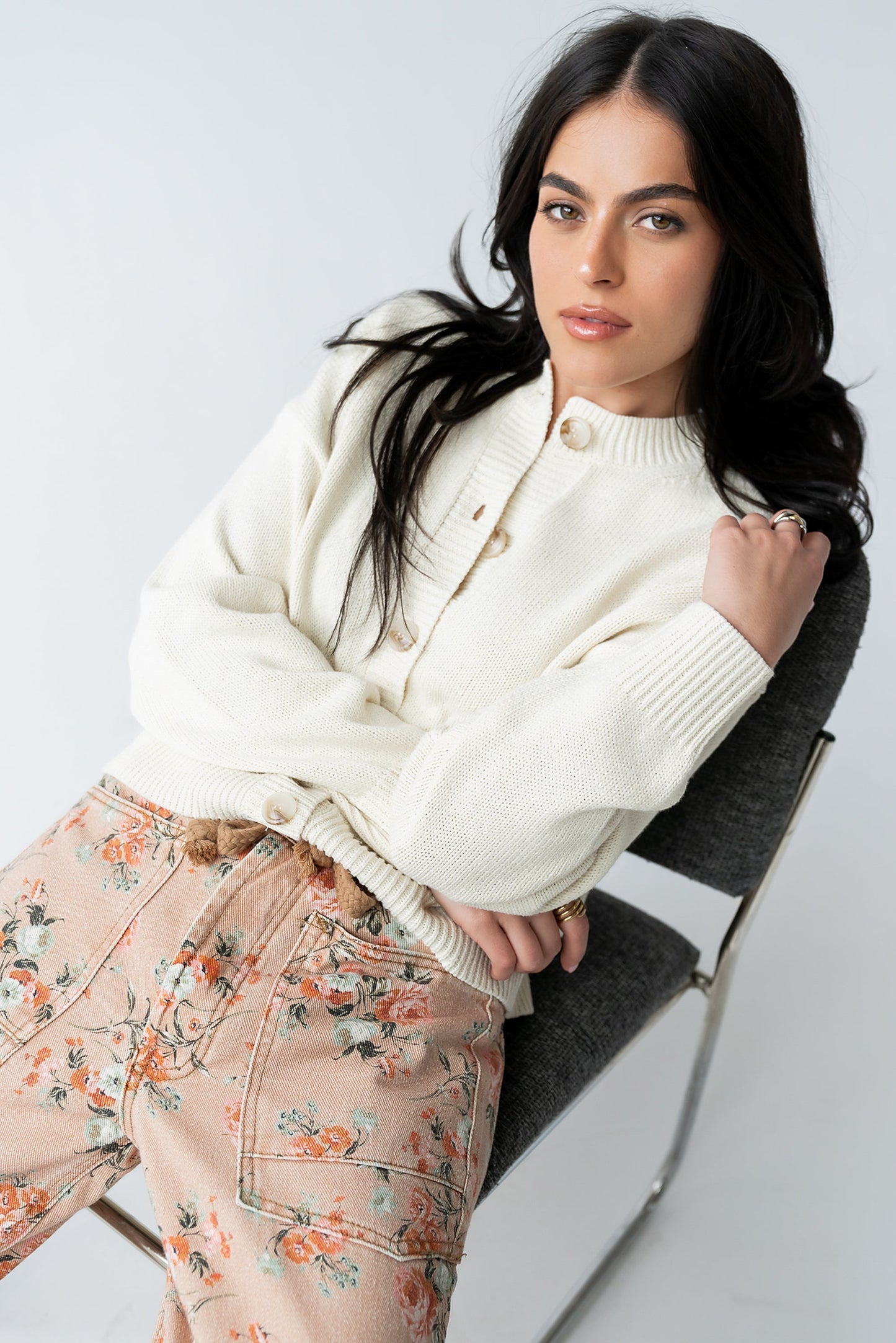 Kasen Knit Cardigan in Cream - FINAL SALE