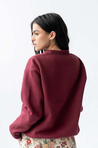 Marie Oversized Sweatshirt in Burgundy