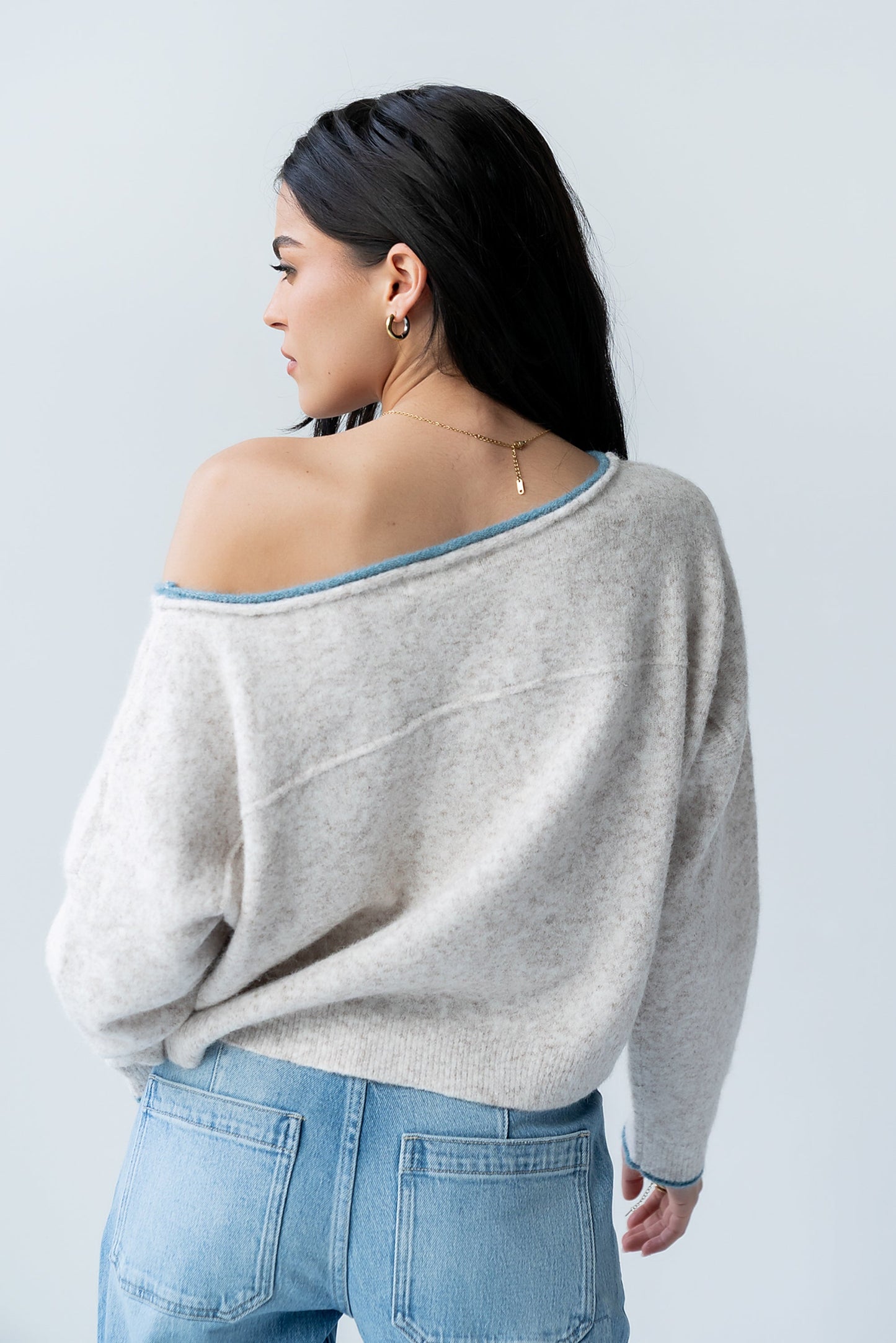 Kellie Contrast Sweater in Beige