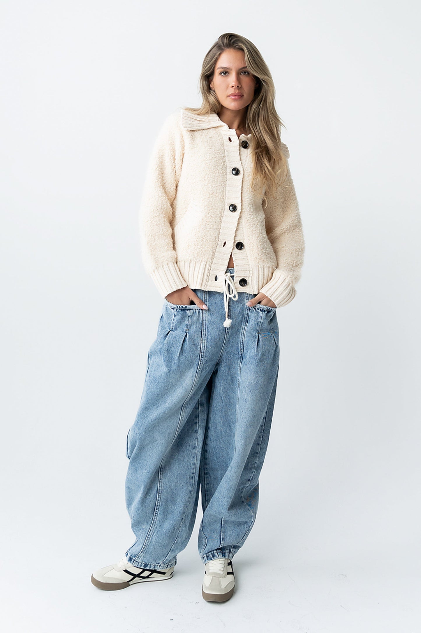 Jonah Collared Cardigan in Cream