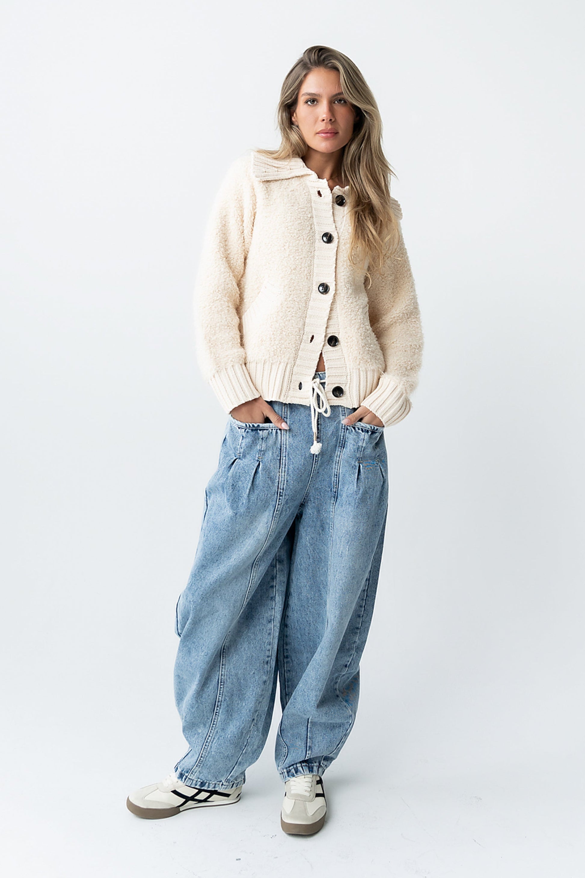 Jonah Collared Cardigan in Cream