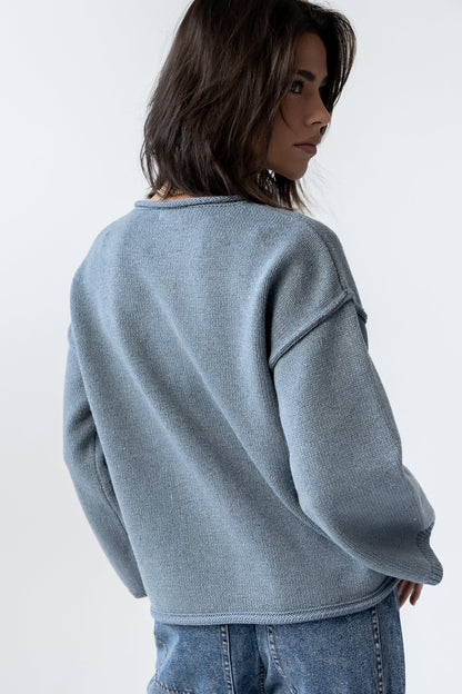 Carlie Knit Cardigan in Light Blue