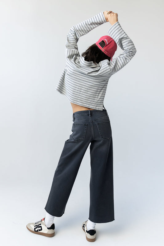 Kateri Striped Top in Heather Grey