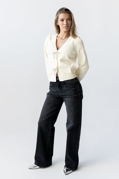 Tonya Bow Sweater in Cream