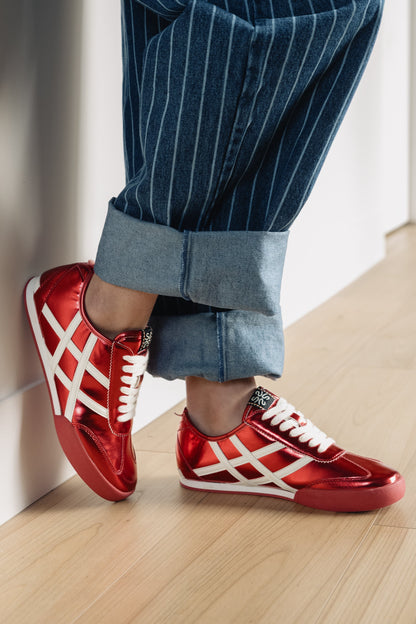 Polly Sneakers in Metallic Red